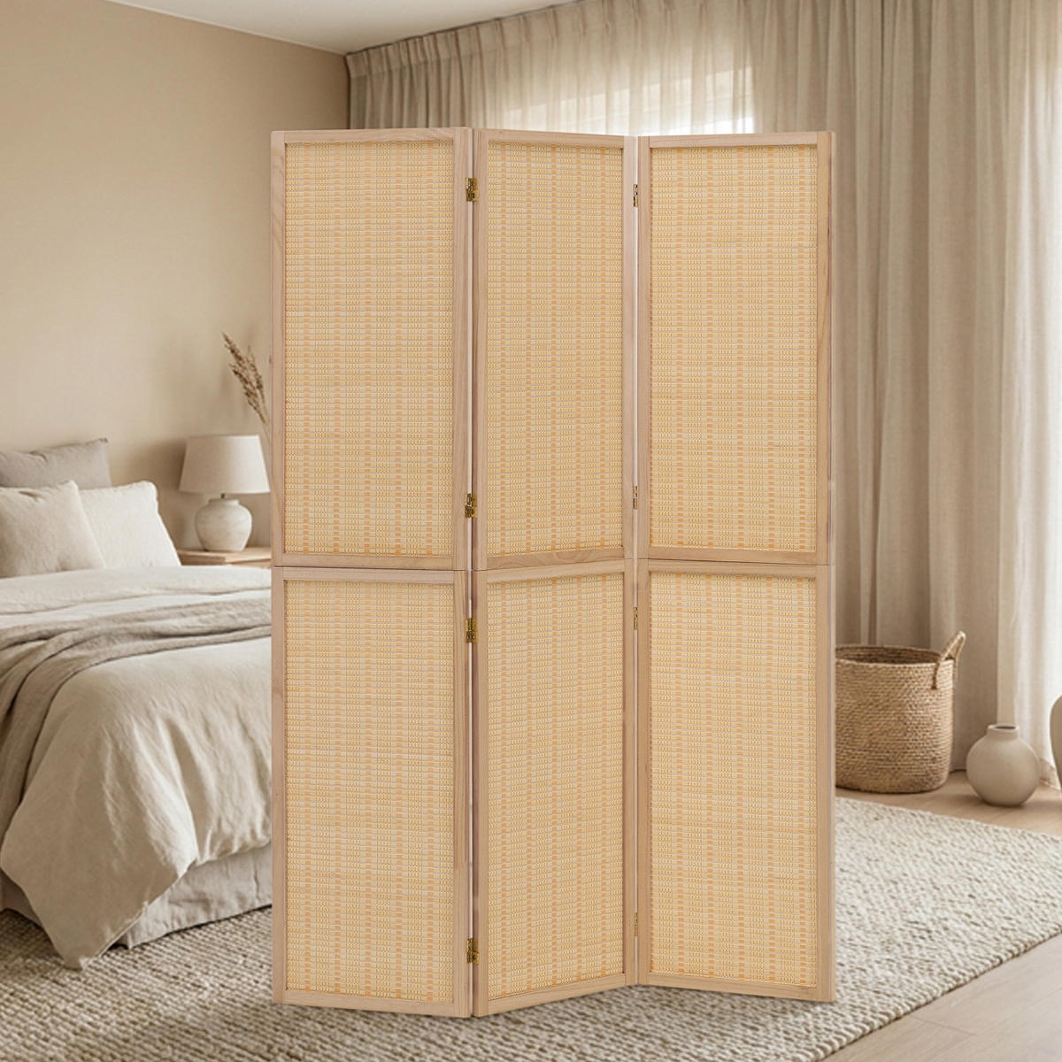PARAVENT 120/170 cm Natur Holz Bambus - Braun, Holz/Naturmaterialen (120/170/2cm) - Homestyle4u