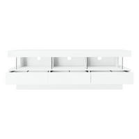 TV-RACK 160x38x50,5cm Weiß Hochglanz mit Smart-LED für 70-Zoll-TV - Weiß, Holz (40.5/29/63.5cm) - Raelunyi