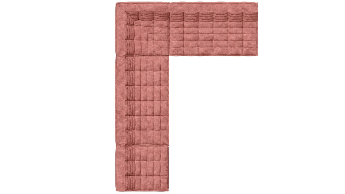 ROHOVÁ SEDAČKA modulární ve tvaru L, plyšová tkanina Pop, Růžová, Levá strana, LAZY L - růžová, dřevo (333/253cm) - Kaiser Möbel