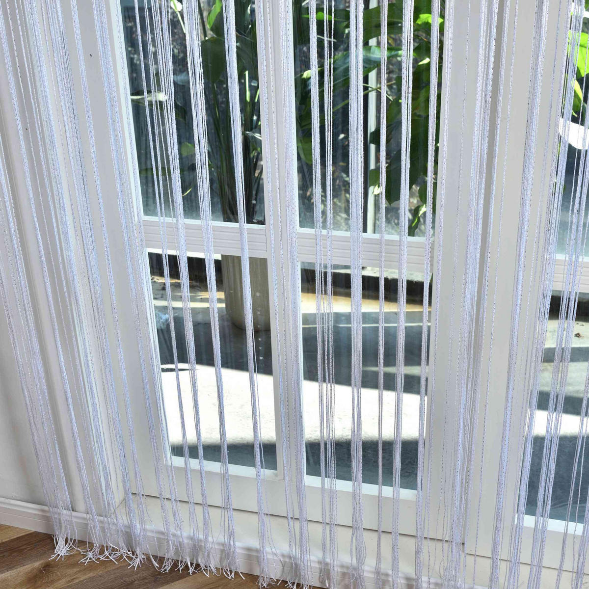 FADENGARDINE Shanghai HxB 230x100 cm Weiß Lurex - Weiß, Textil (100/230cm) - Gardinenbox