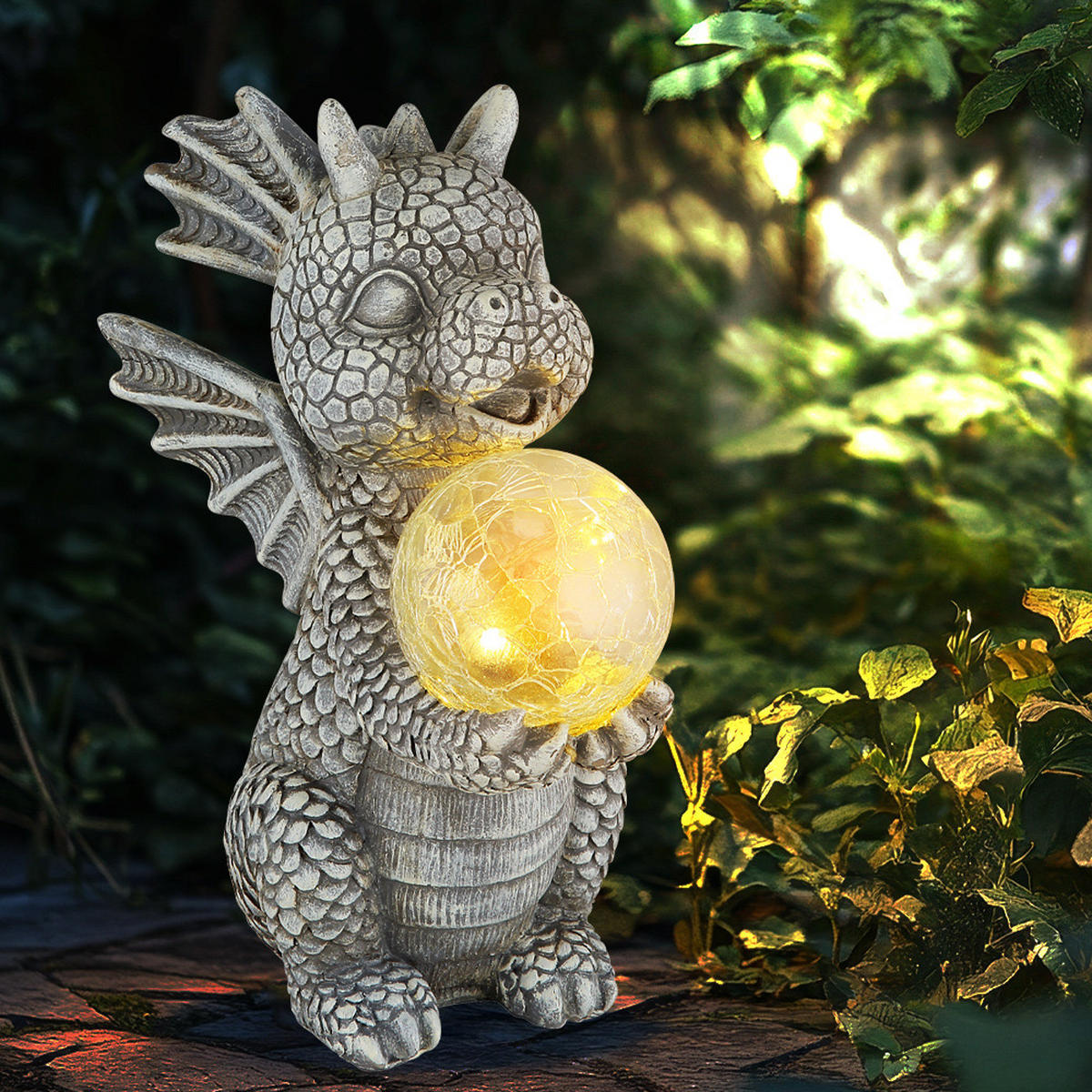 LED AUSSENLEUCHTE Drache Grau - Grau, Glas (19/13.5/27.5cm) - Globo Lighting