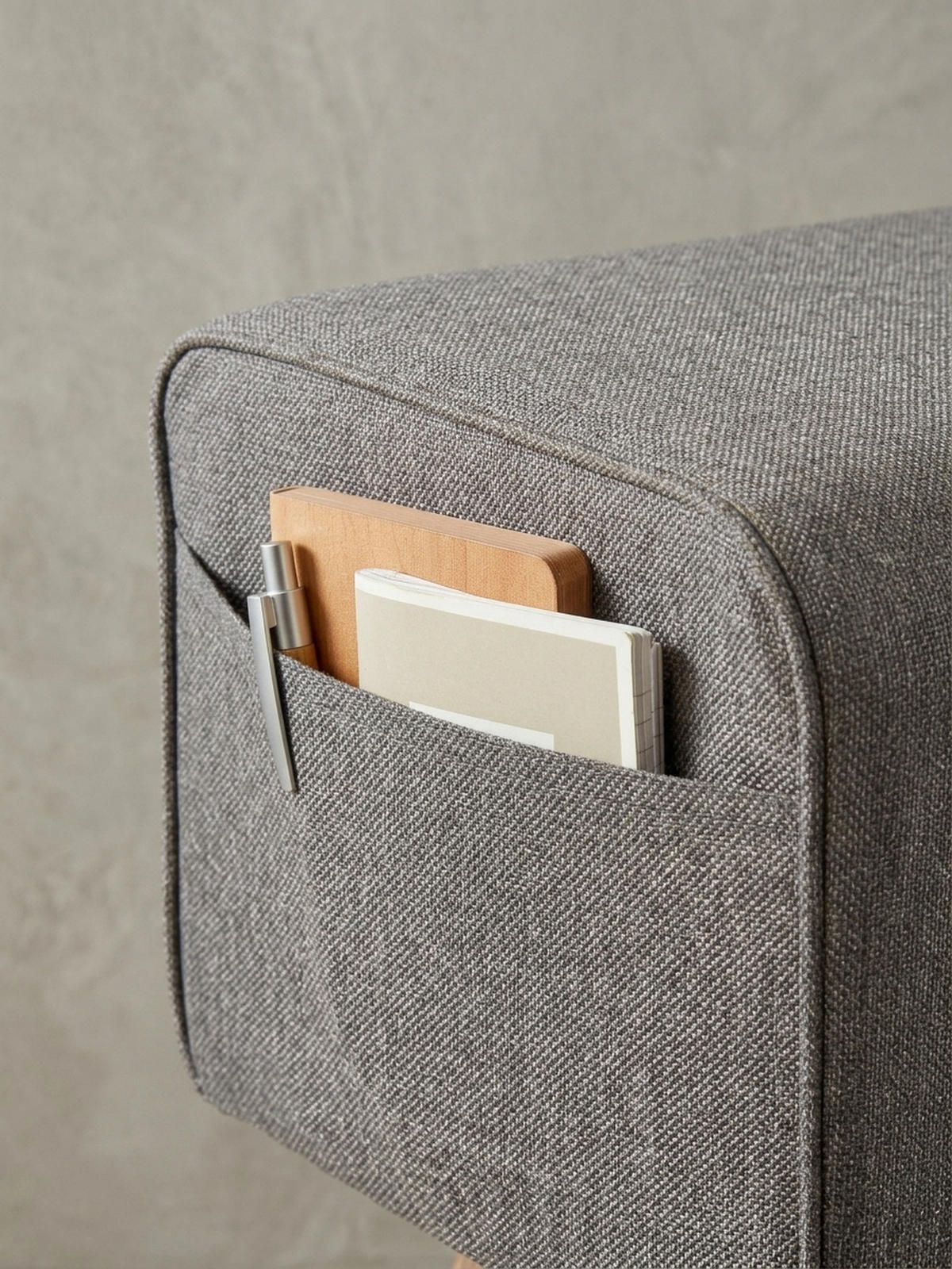 SITZBANK Massivholz Stoffbezug mit 2 Schubladen, Grau 120x30x56 cm - Braun/Grau, Mangoholz/Textil (120/56/30cm) - KADIMA DESIGN