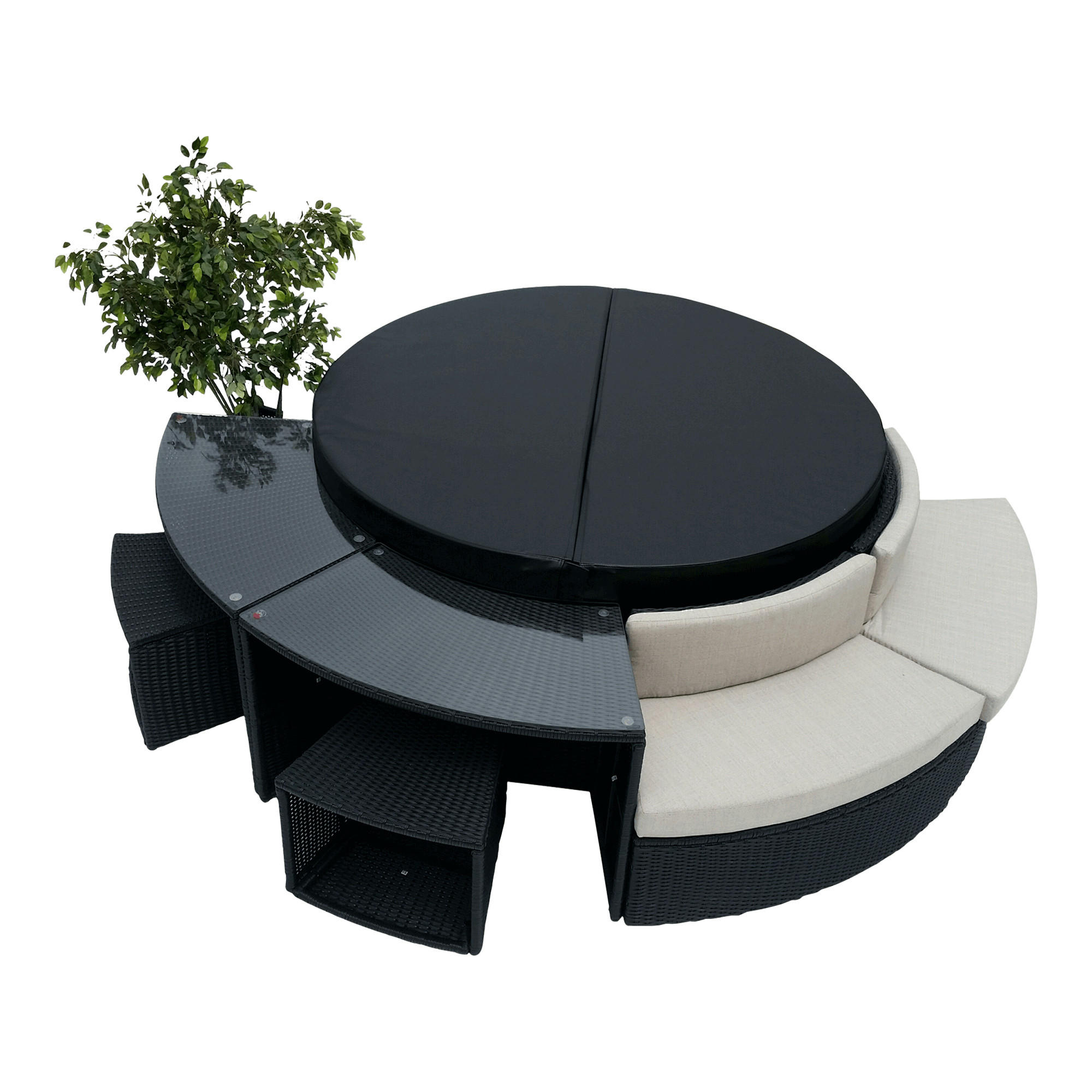 WHIRLPOOL RANDMÖBEL RUND Beistelltisch rund - Braun, Naturmaterialien (58/45/50cm) - Canadian Spa Company