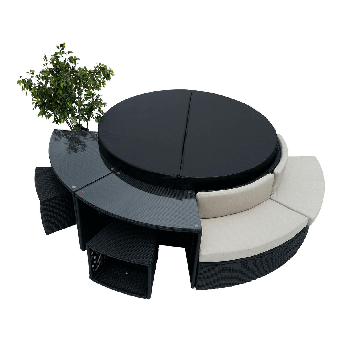 WHIRLPOOL RANDMÖBEL RUND Beistelltisch rund - Braun, Naturmaterialien (58/45/50cm) - Canadian Spa Company