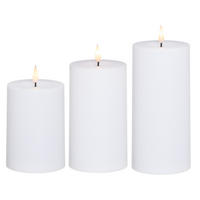 LED-KERZEN 3er-Set 10–15 cm außen - Weiß, Kunststoff (7/7/15cm)