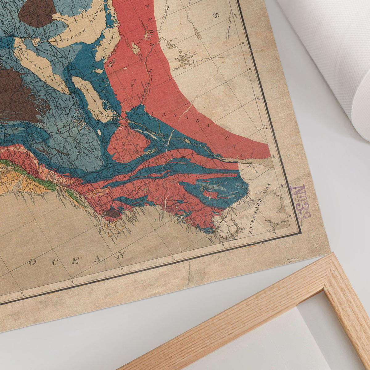 POSTER - 59x42 cm (A2) - William Blake - Geologische Karte der USA - Rot, Textil (59.4/42/0.1cm) - TULUP