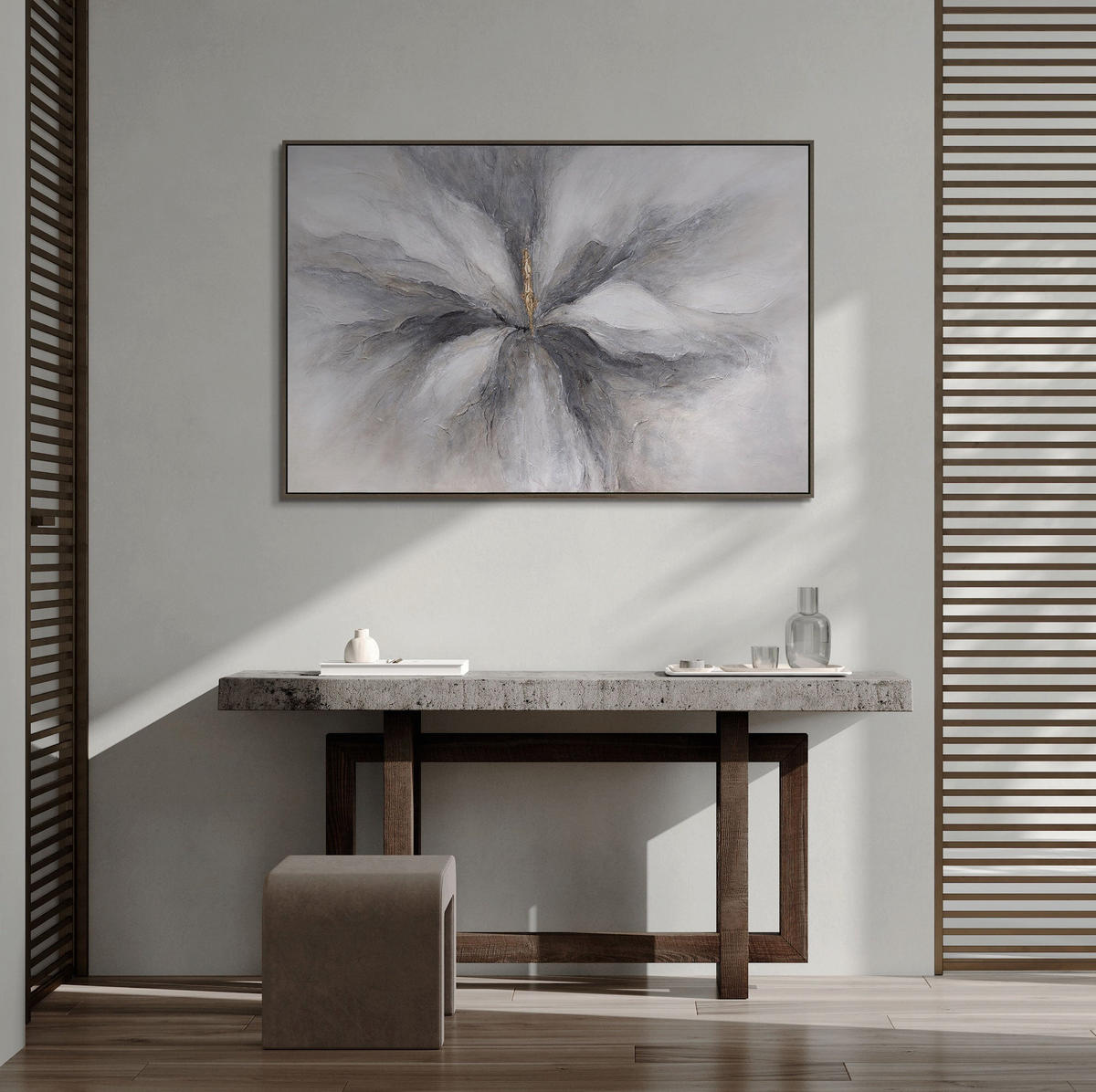 GEMÄLDE Goldener Moment Schattenfugenrahmen Grau 120x80 cm - Grau, Holz (120/80cm) - YS-art gallery