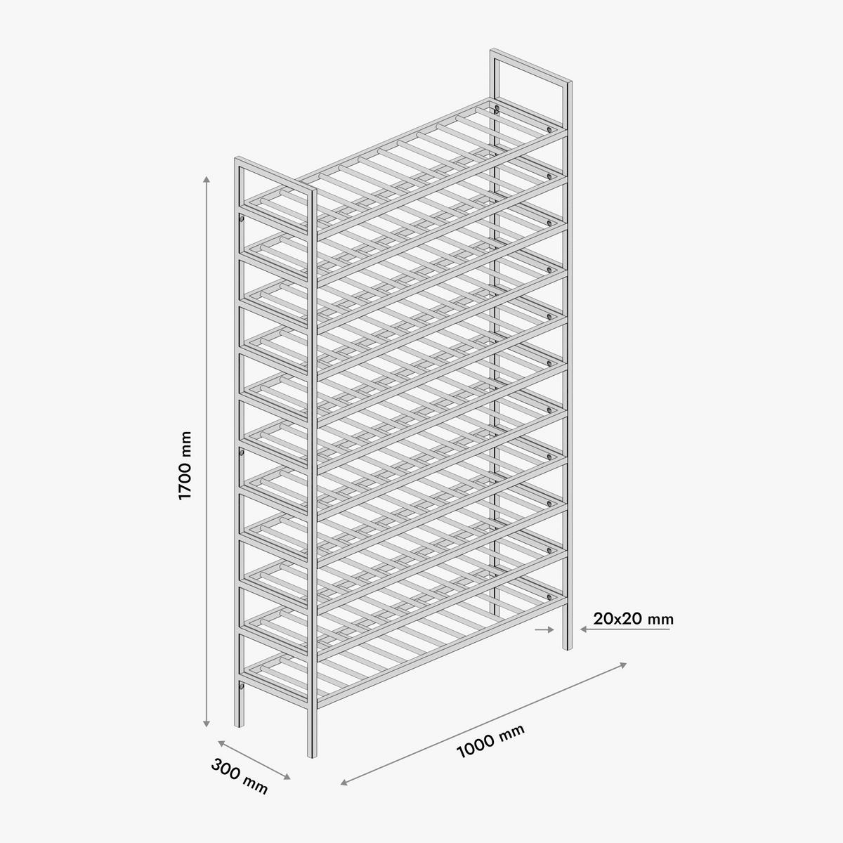 WEINREGAL für 143 Flaschen aus Metall, schwarz - Schwarz, Metall (100/170/30cm) - Metalo Pro