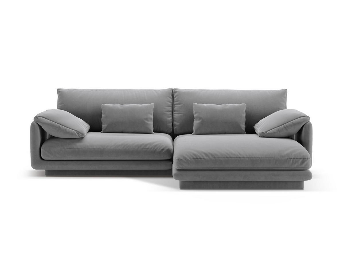 ECKSOFA rechts Torino aus Samt hellgrau 4 Sitzplätze - Hellgrau, Textil (170/250cm) - Micadoni