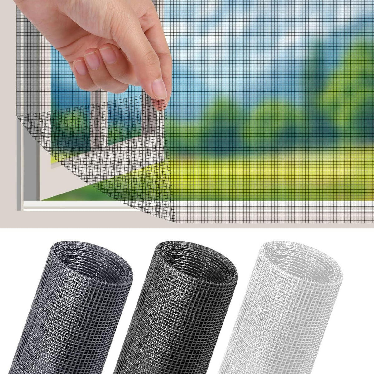FLIEGENGITTER Fenster 150 x 180 cm Schwarz - Schwarz, Kunststoff (1/1/1cm)