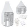 BABYBETT GREY OVAL 7in1 mit Matratze und Himmelset - Weiß/Grau, Holz/Textil