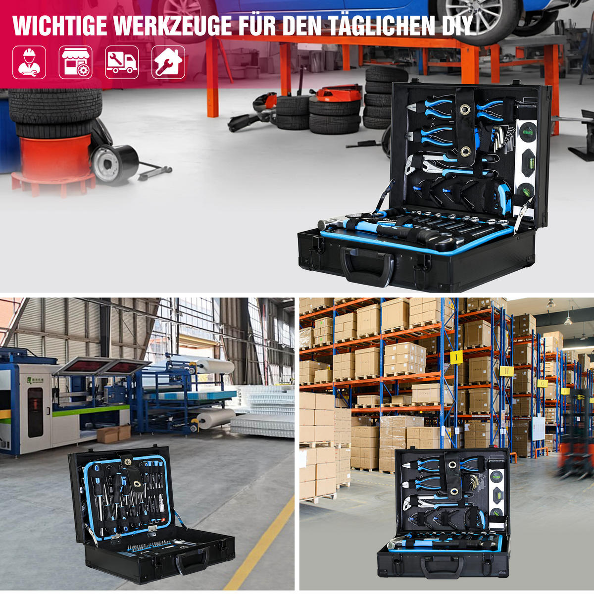 WERKZEUGSET 247 TEILE Kombi-Reparaturwerkzeug, Basis-Set, Blau - Blau, Metall (30/140/40cm) - Novahome