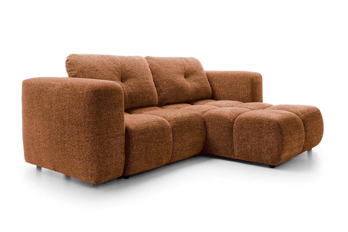 ECKSOFA ARTE 01 Orange Chenille mit Schlaffunktion - Orange, Holz (245/177cm) - MASSENO