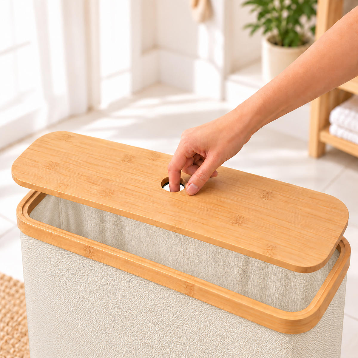 TOILETTENPAPIERBOX Beige Bambus 12 Rollen - Beige, Holz/Kunststoff (45/34.5/15cm) - Relaxdays