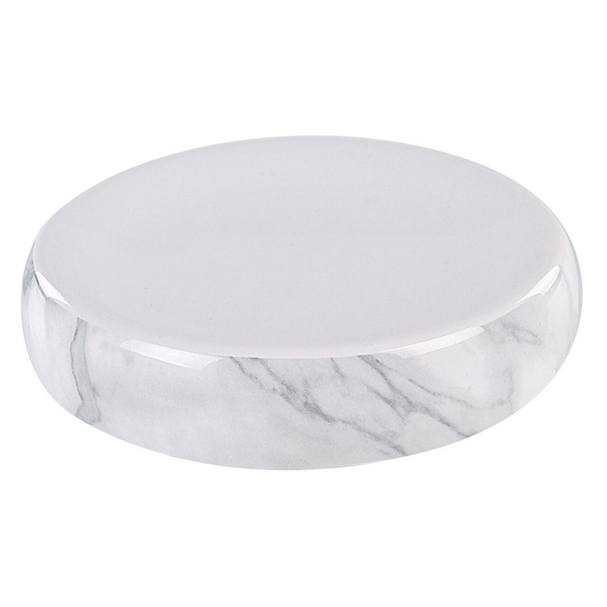 BADEZIMMER Set 4-teilig Keramik Marmoroptik Arauco - Weiß, Keramik (12/35/12cm) - Beliani