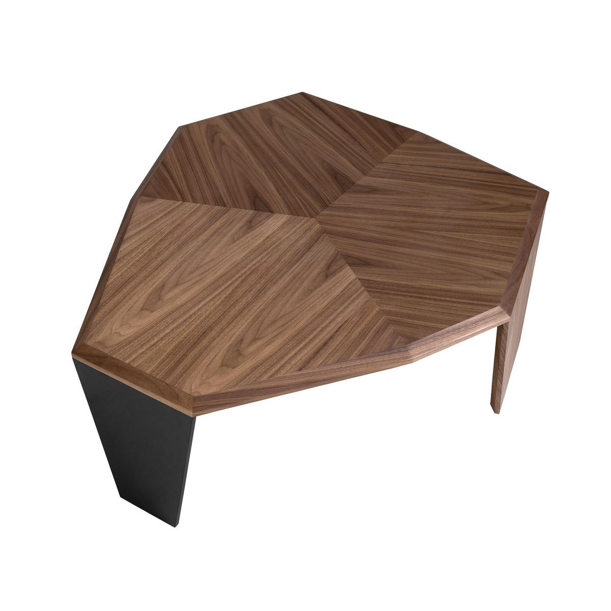 COUCHTISCH Asymmetrischer Couchtisch aus Walnussholz und schwarzem PVC 115/96/40 cm - Walnussfarben/Schwarz, Holz (96/115/40cm) - ANGEL CERDA