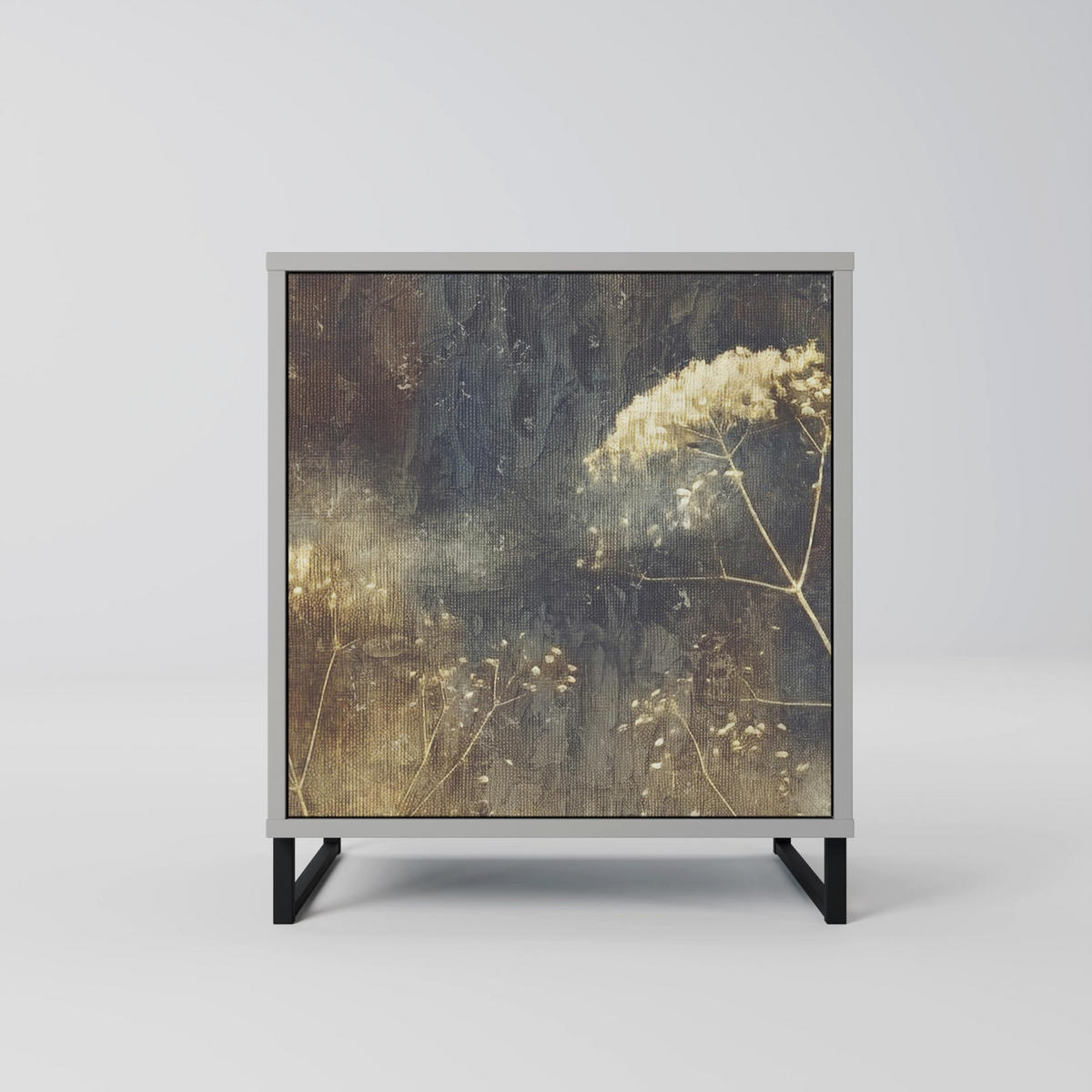 SIDEBOARD GENTLE POWER, Grau, 57,5x42x77,5 cm, Schräge Buchenholzfüße - Buchefarben/Multicolor, Holzwerkstoff/Buchenholz (57.5/77.5/42cm) - SpaceRebels