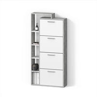 SCHUHKIPPER Ortello Weiß/Beton 80 x 166.1 cm mit 4 Fächern - Weiß/Grau, Holzwerkstoff (80/166.1/24.2cm) - Livinity®