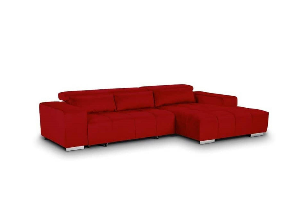 ECKSOFA mit elektrischem Sitzvorschub und verstellbaren Kopflehnen - Chromfarben/Rot, Textil (186/307cm) - Cotta