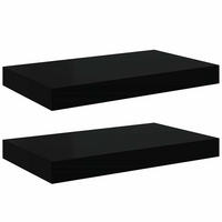 WANDBOARDSET 2-teilig 40/23/3,8 cm aus Mdf Schwarz - Schwarz, Holzwerkstoff/Metall (40/3.8/23cm) - vidaXL