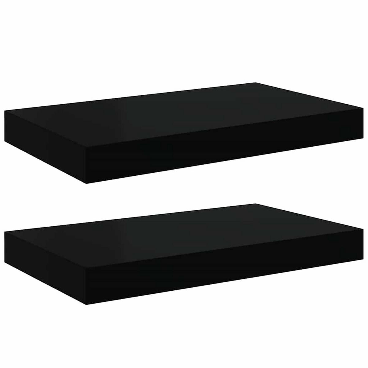 WANDBOARDSET 2-teilig 40/23/3,8 cm aus Mdf Schwarz - Schwarz, Holzwerkstoff/Metall (40/3.8/23cm) - vidaXL