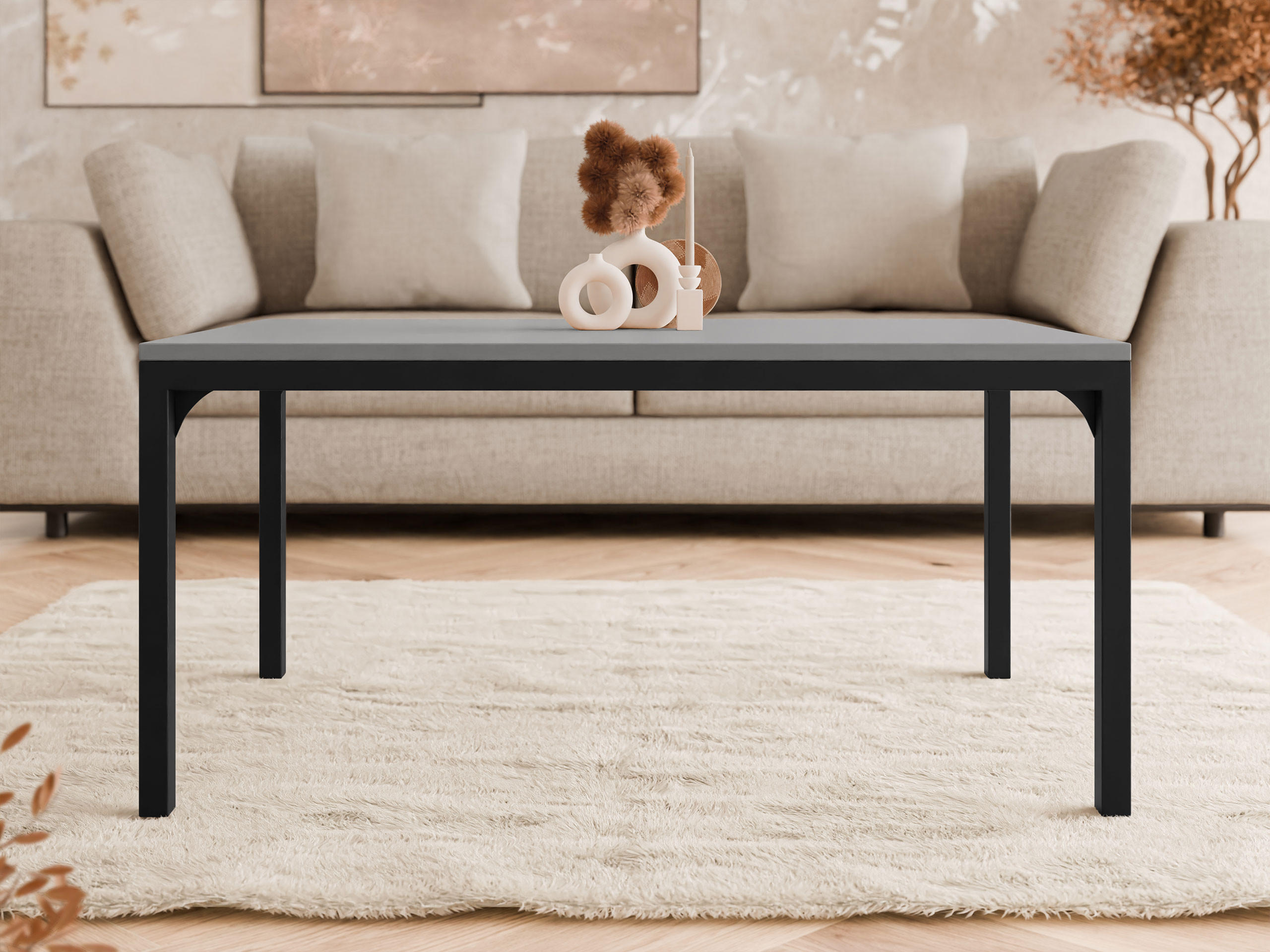 COUCHTISCH Mocca 1 - Schwarz/Grau, Holzwerkstoff/Metall (60/100/50cm) - MIRJAN24