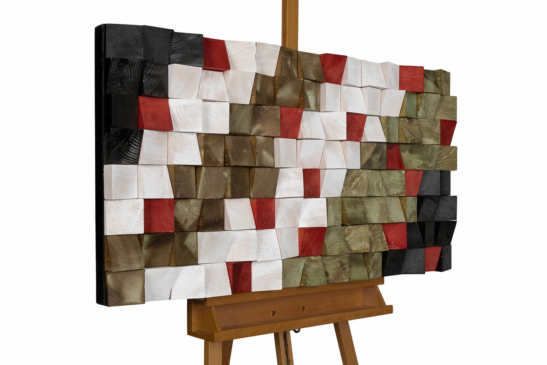 Kunstloft Holzbild Grün, Weiß 6.5x55 cm