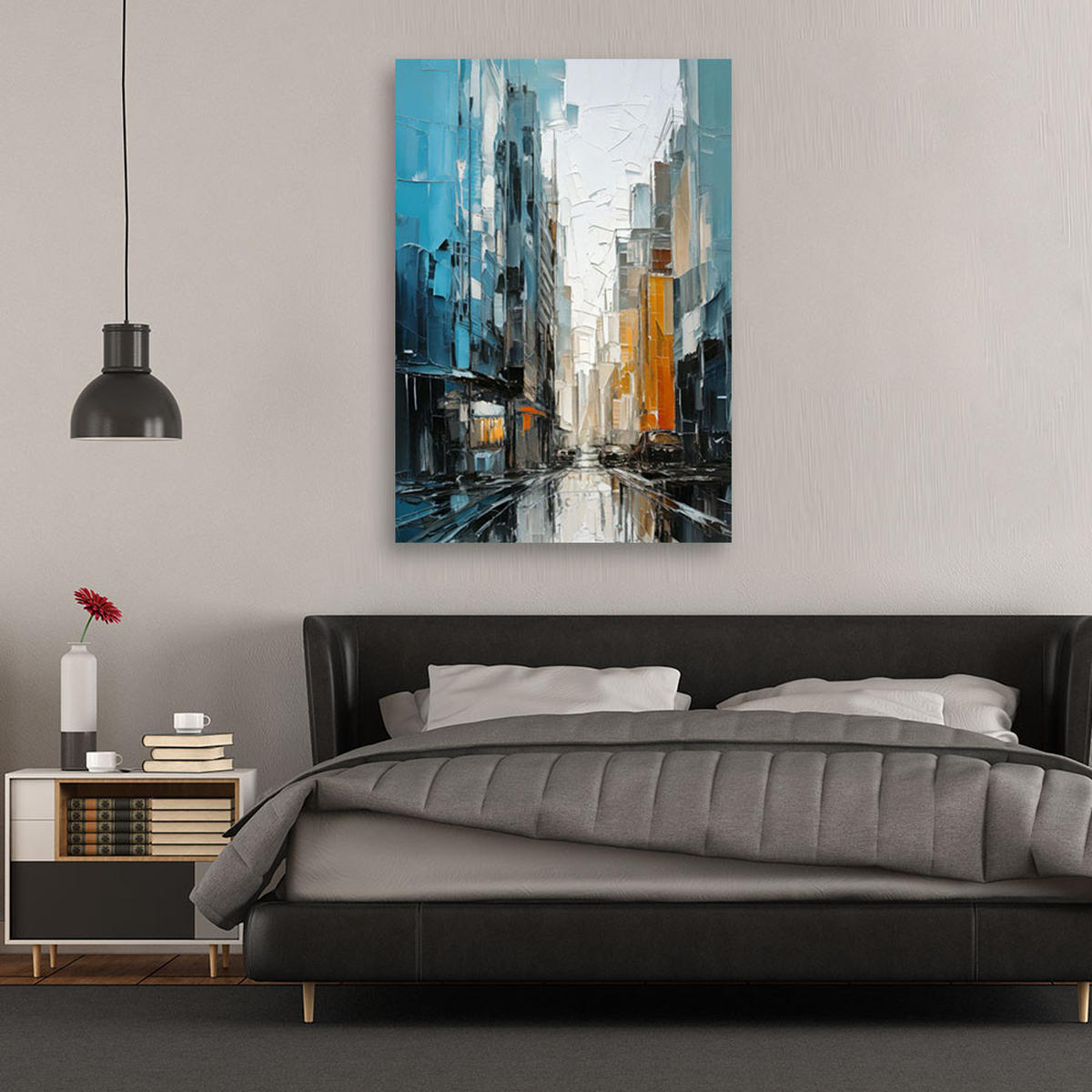 LEINWANDBILD Abstraktion 80x120cm - Blau, Textil (80/120cm) - Feeby