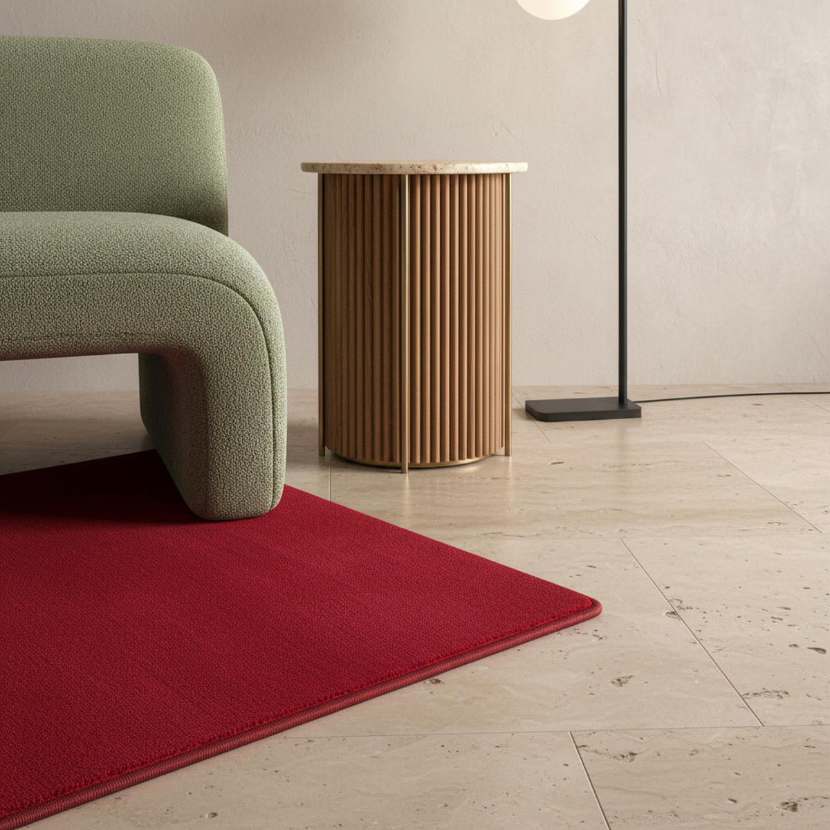 TEPPICH Kurzflor Uni-Farbe Microfaser Antirutsch Wohnzimmer waschbar Rot Läufer 60x110 - Rot, Textil (60/110cm) - KADIMA DESIGN