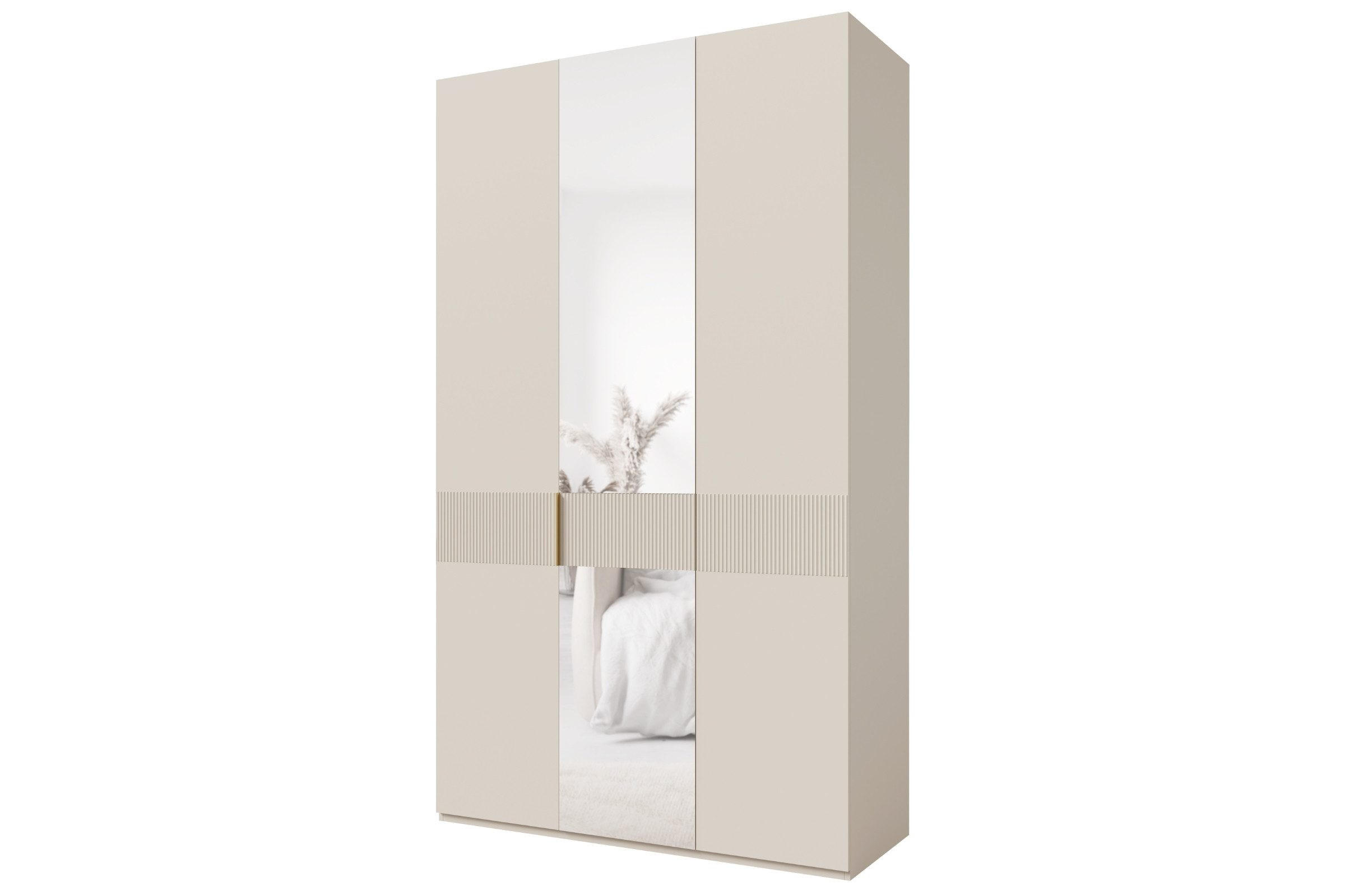KLEIDERSCHRANK SUN 135/237/60 cm in Macadamia mit Spiegel - Kaschmir, Holzwerkstoff (135/237/60cm) - Deine Möbel 24