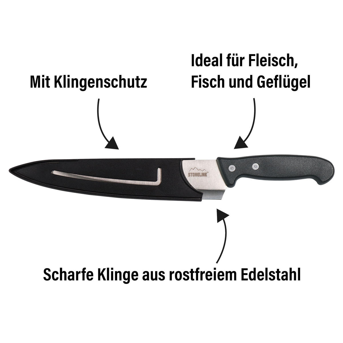 KOCHMESSER - Schwarz, Metall (31.5cm) - Stoneline