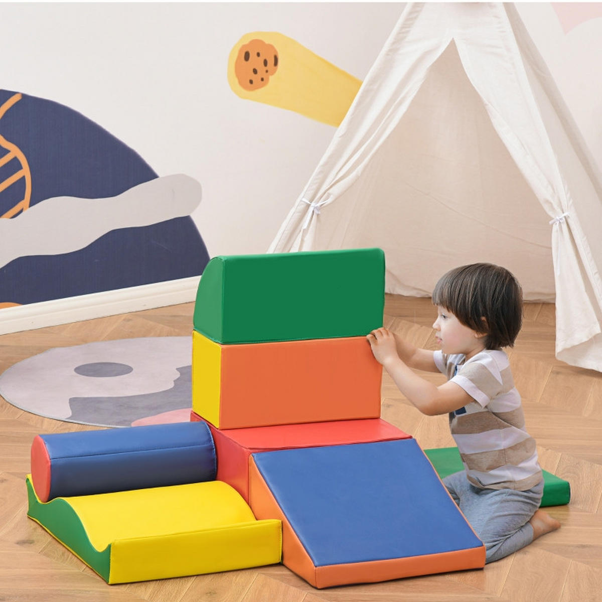 KONSTRUKTIONSSPIELZEUG Bausteine - Multicolor, Leder (40/11/60cm) - Korfee