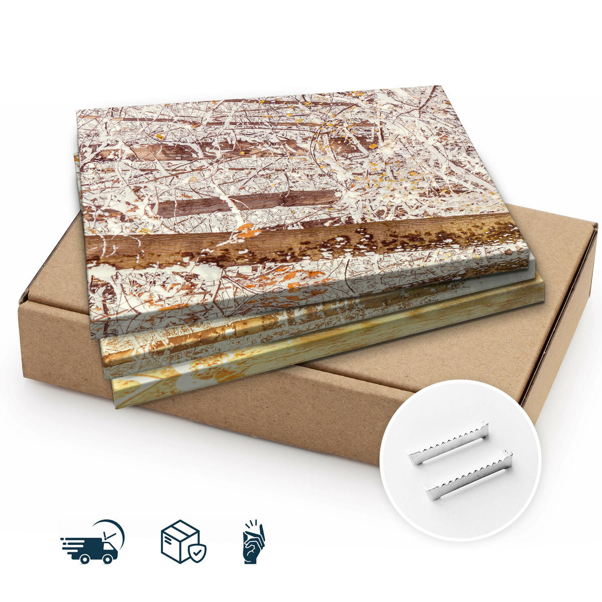 LEINWANDBILDER 3-es Set Wald Bäume 3D - Beige/Weiß, Textil (90/40cm) - Muralo