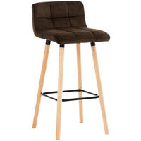 BARHOCKER Samt Braun - Eukalyptusholzfarben/Braun, Holz/Textil (42/94/49cm) - CLP