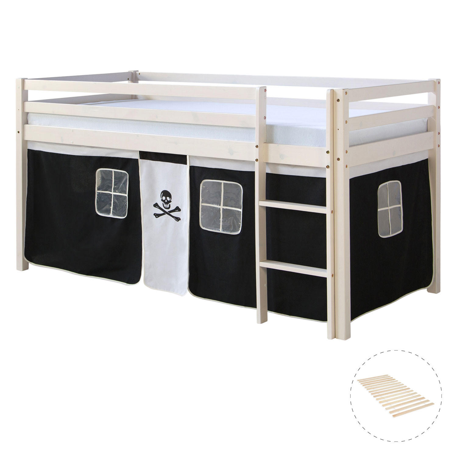 HOCHBETT Lattenrost 90/200 cm Pirat - Schwarz/Weiß, Holz - Homestyle4u