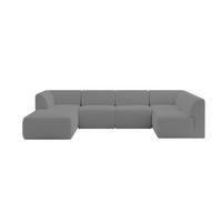 WOHNLANDSCHAFT Ottomane Links MOVA 345x180x78 Grau Bouclé - Schieferfarben/Schwarz, Holzwerkstoff/Kunststoff (180/78/345cm) - ALTDECOR