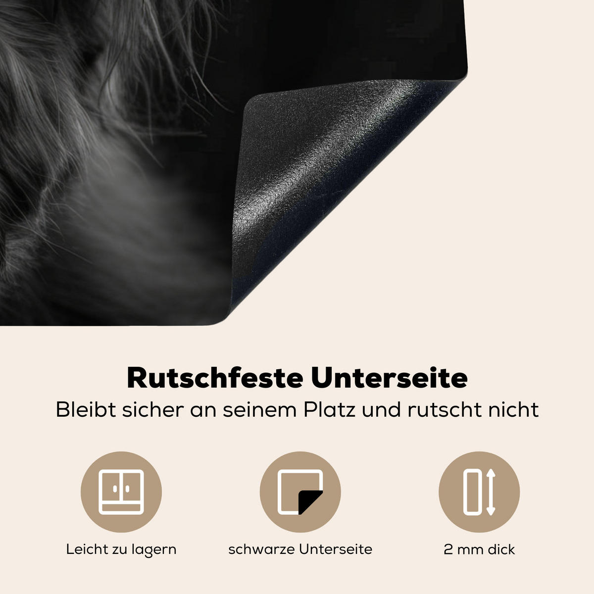 HERDABDECKPLATTE Scottish Highlander - Schwarz - Kalb - Kuh Ceranfeldabdeckung 85x52 cm - Schwarz, Kunststoff (85/52/0.2cm) - MuchoWow