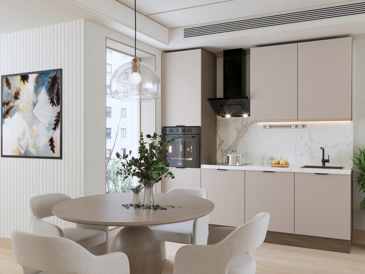 KÜCHENZEILE 240 cm Livaro – KU-S26 – Beige / Dunkle Eiche - Beige/Dunkelbraun, Holzwerkstoff (240/247/60cm) - hi-markt