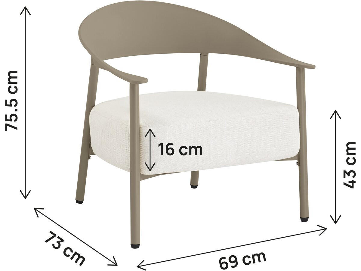 GARTENSESSEL céora Taupe - Taupe, Metall (73/76/69cm) - Habitat Garten