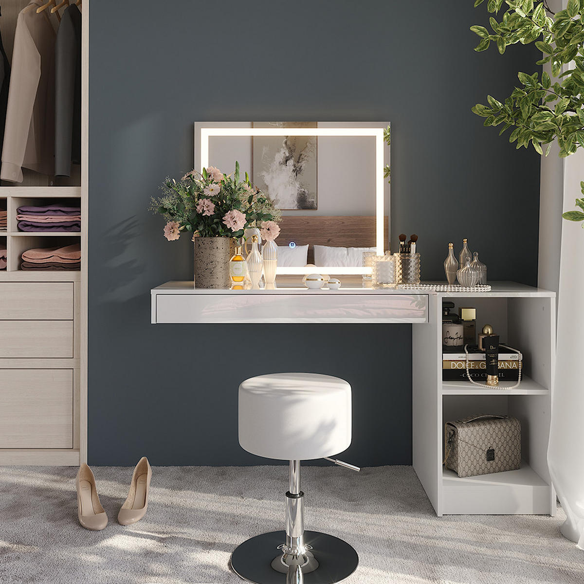 TOALETNÍ STOLEK Sherry Bílá - bílá, kompozitní dřevo (100/12/40.1cm) - Vicco