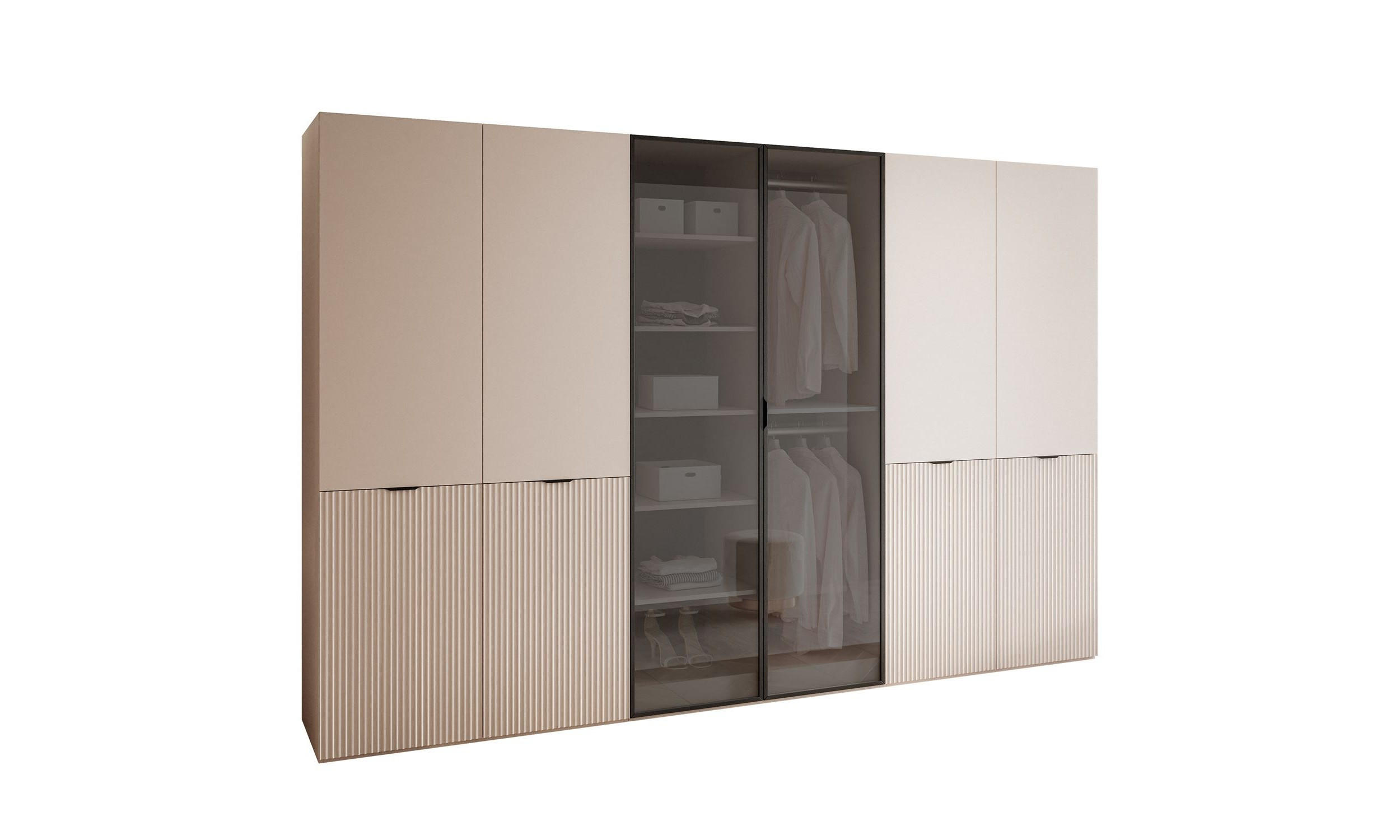 Lookway Kleiderschrank Sand, Schwarz 303x200x49 cm
