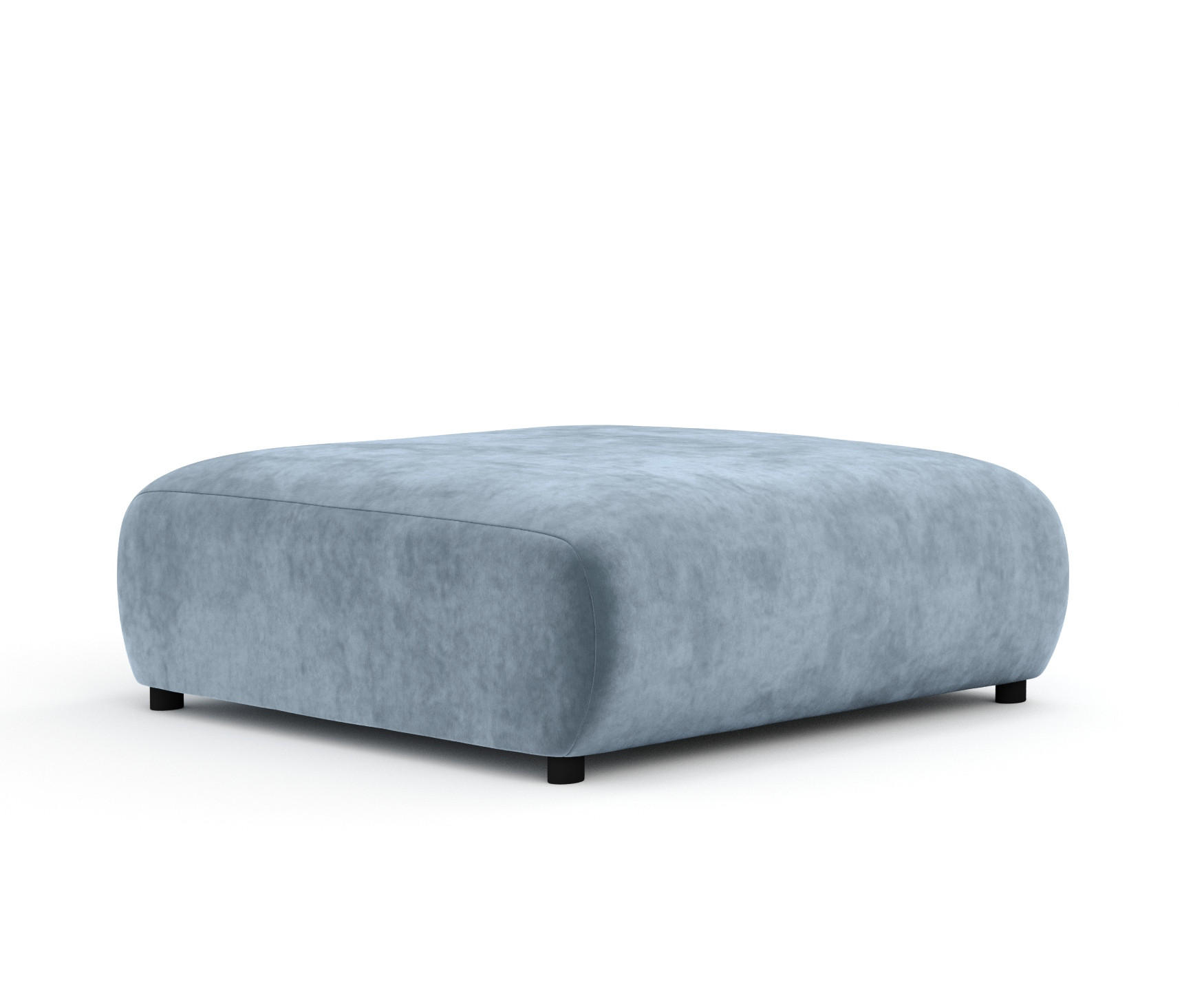 POUF L Zanzibar Blau Grau Samtstoff - Blaugrau/Schwarz, Holz/Holzwerkstoff (110/37/110cm) - Maison de Reve