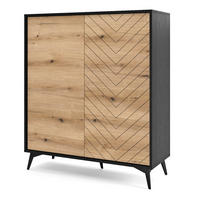 HOHE Kommode Emerald - Loft, 104 cm, Schwarz, Evoke Eiche - Braun, Holz (104/119/39cm) - Emporius