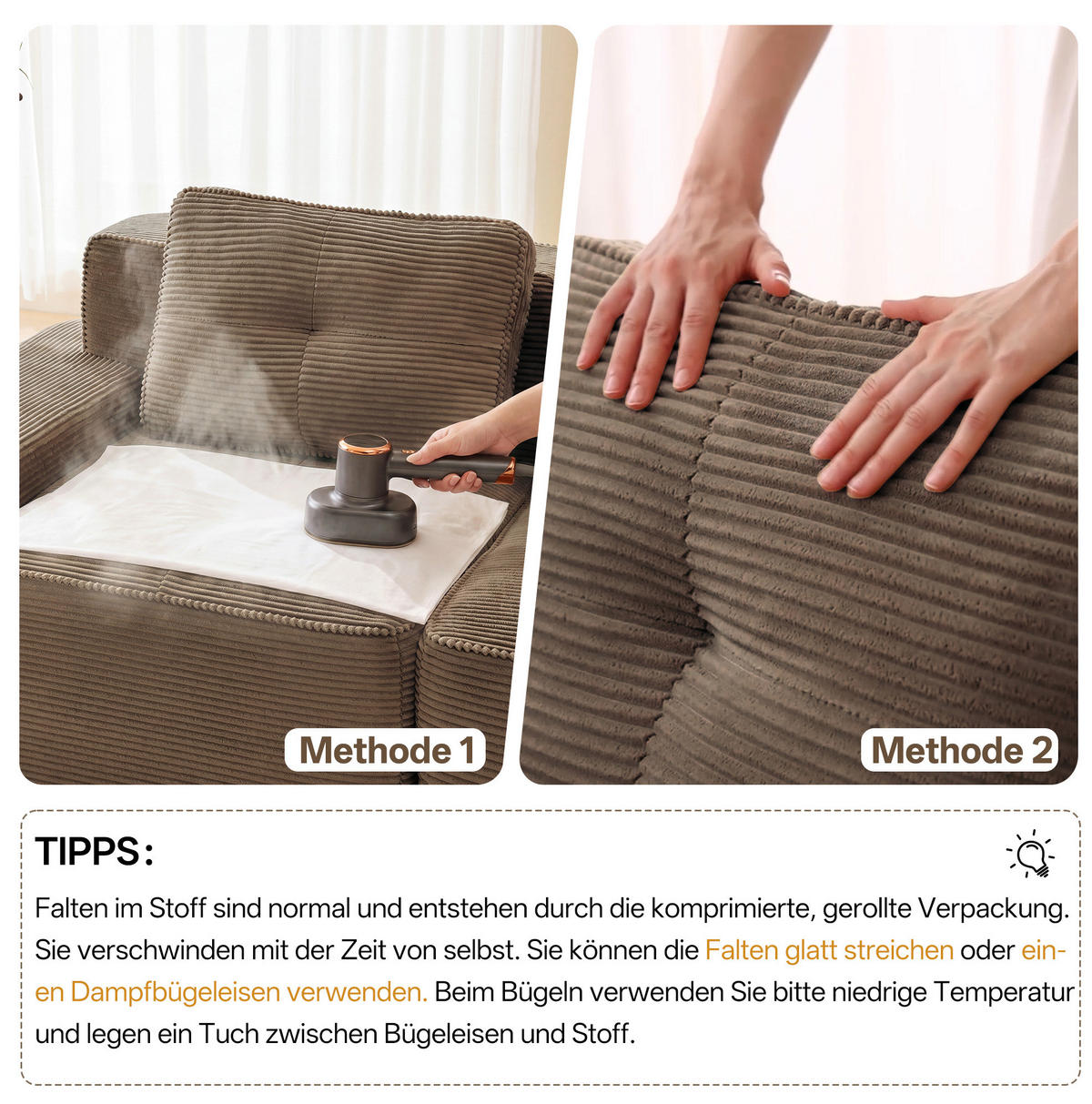 ECKSOFA aus Cord in Braun mit Tiefsitz & flexiblem Moduldesign - Braun, Textil (177/204cm) - Modfu