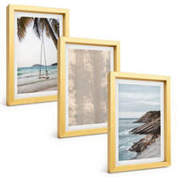 BILDER SET 3er Set - 20x30 cm Goldrahmen - Sommerlicher Sandstrand mit Meerblick - Goldfarben, Kunststoff (20/30cm) - TULUP