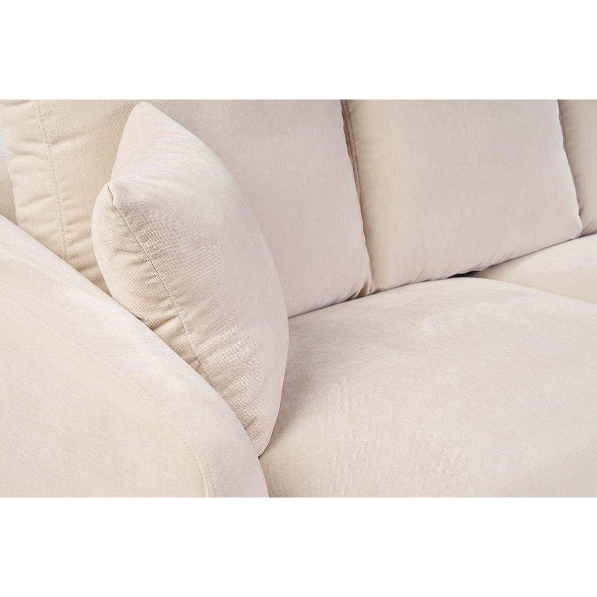 SOFA 3-Sitzer Beige Velours-Effektgewebe Schwarzes Metall JERRY - Beige, Textil (90/83/207cm) - Miliboo