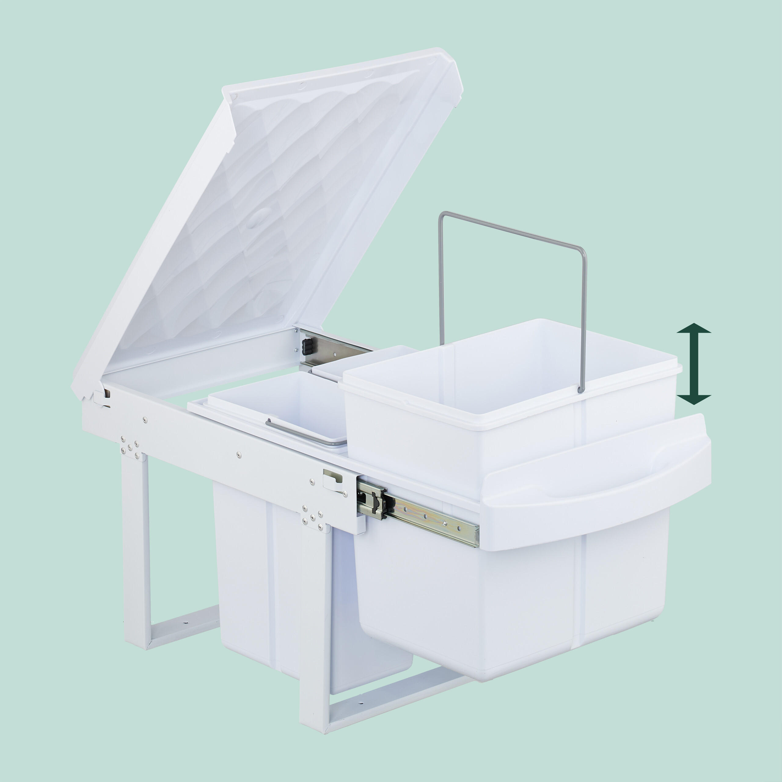 EINBAUMÜLLEIMER - Weiß, Kunststoff/Metall (34/34.6/51.8cm) - Relaxdays