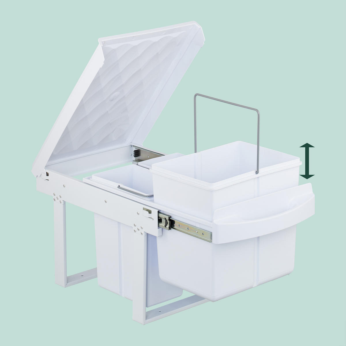 EINBAUMÜLLEIMER - Weiß, Kunststoff/Metall (34/34.6/51.8cm) - Relaxdays