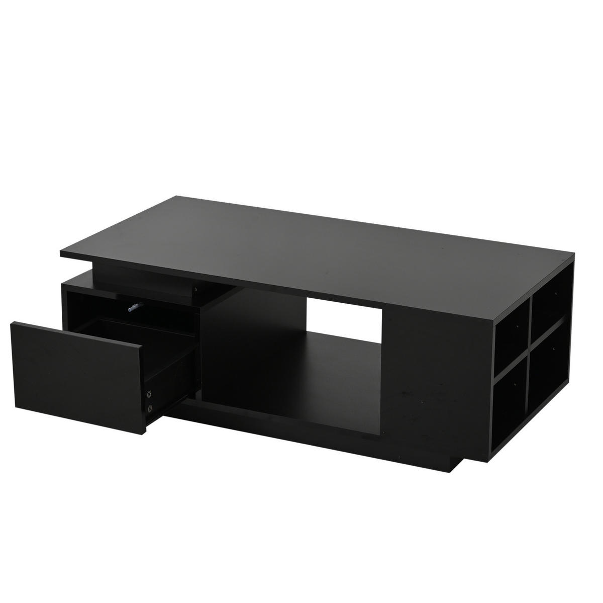 COUCHTISCH aus Spanplatte 100x50x36 cm in Schwarz mit LED-Beleuchtung - Schwarz, Holzwerkstoff (100/50/36cm) - Modfu