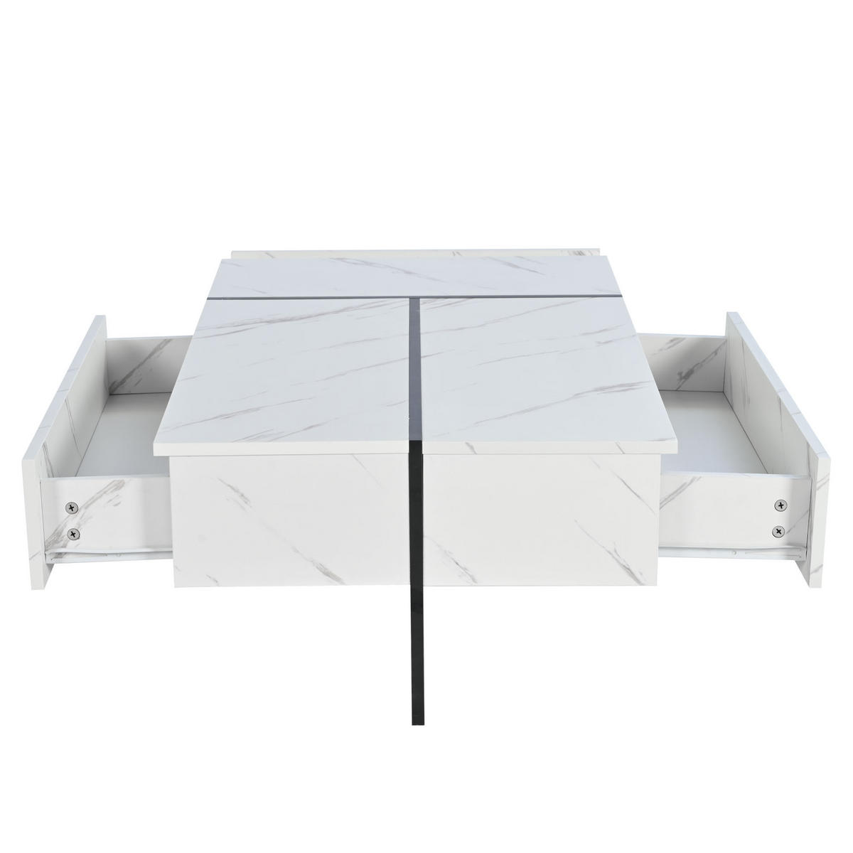 COUCHTISCH DE-005 LED Marmoroptik Weiß - Weiß, Holzwerkstoff (60/105/35cm) - ComfortXL